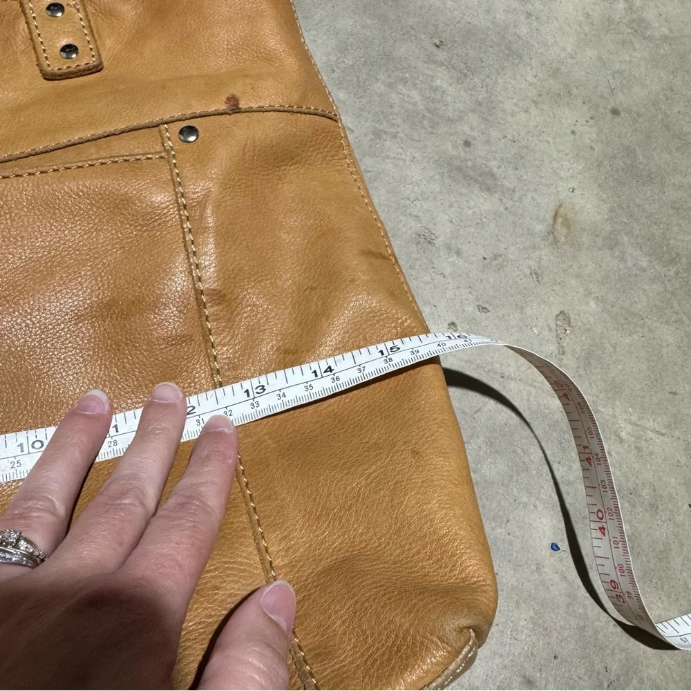 Fossil Tan Leather Shoulder Tote Bag‎ Purse Boho Hippie Western Southwest Fall